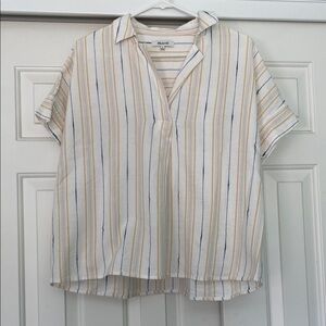 Madewell Women's Striped White and Yellow Top